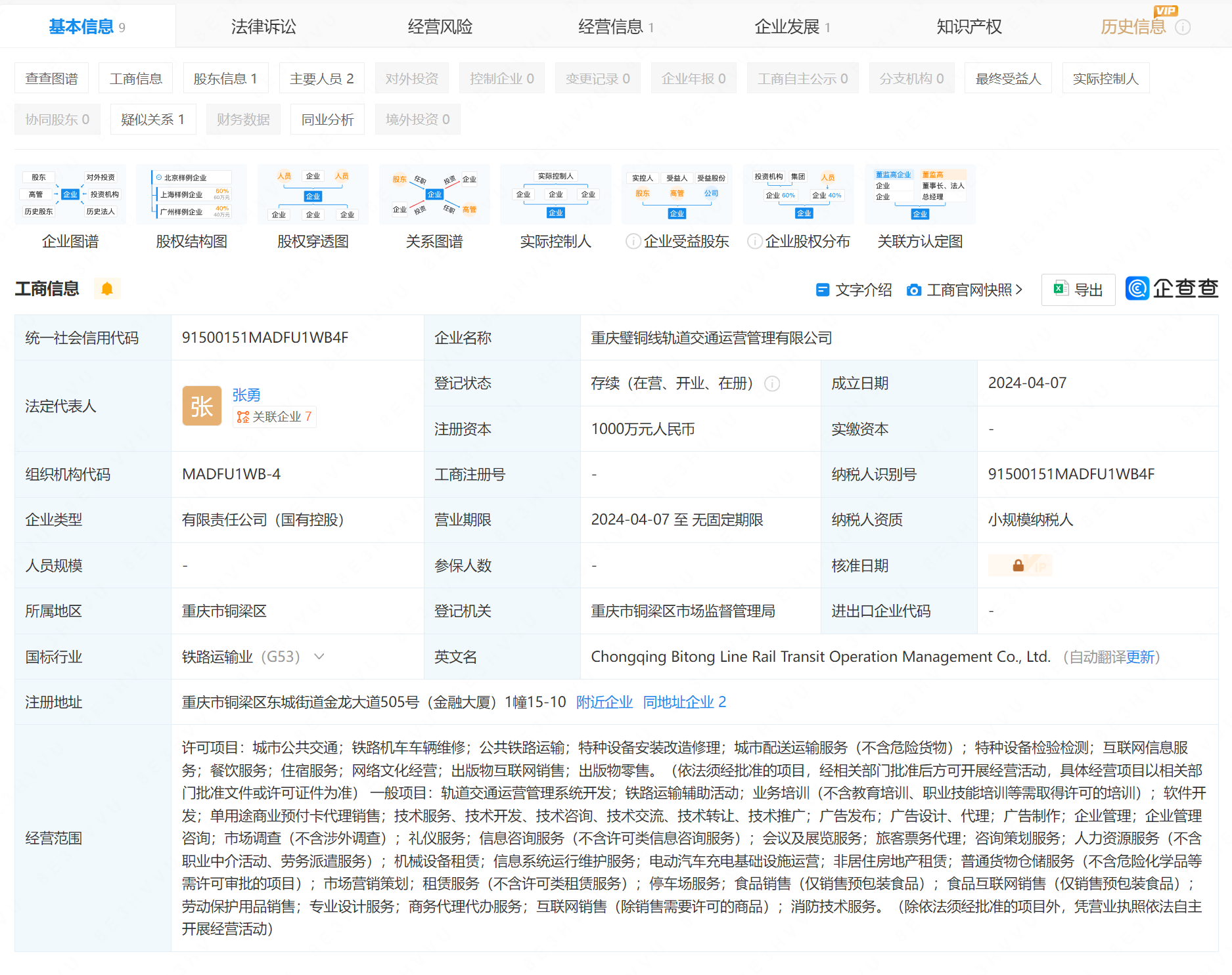 重庆璧铜线轨道交通运营管理有限公司成立！(图1)