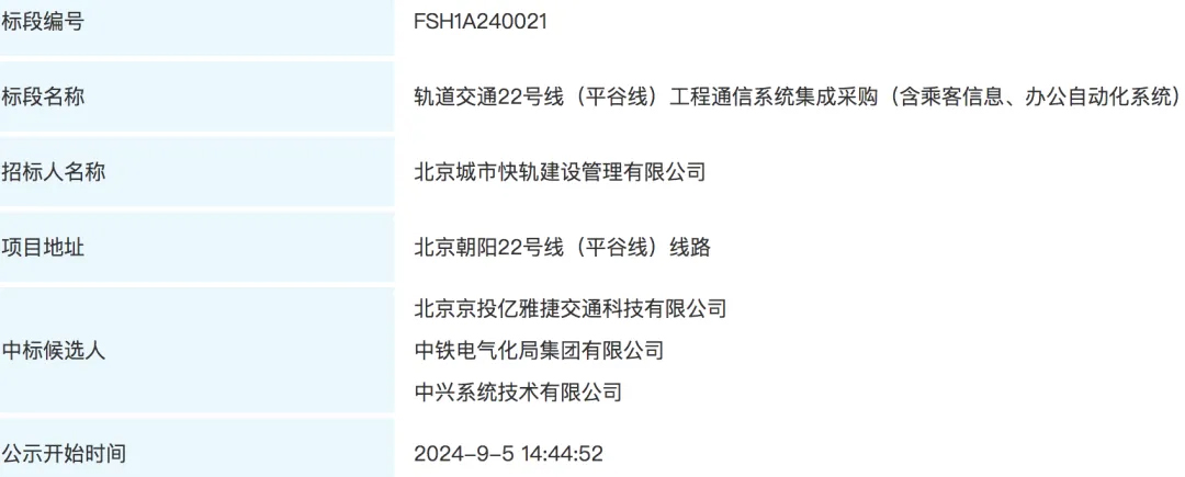 竞争激烈 6.9亿轨道交通通信系统集成中标候选人结果出炉(图1)