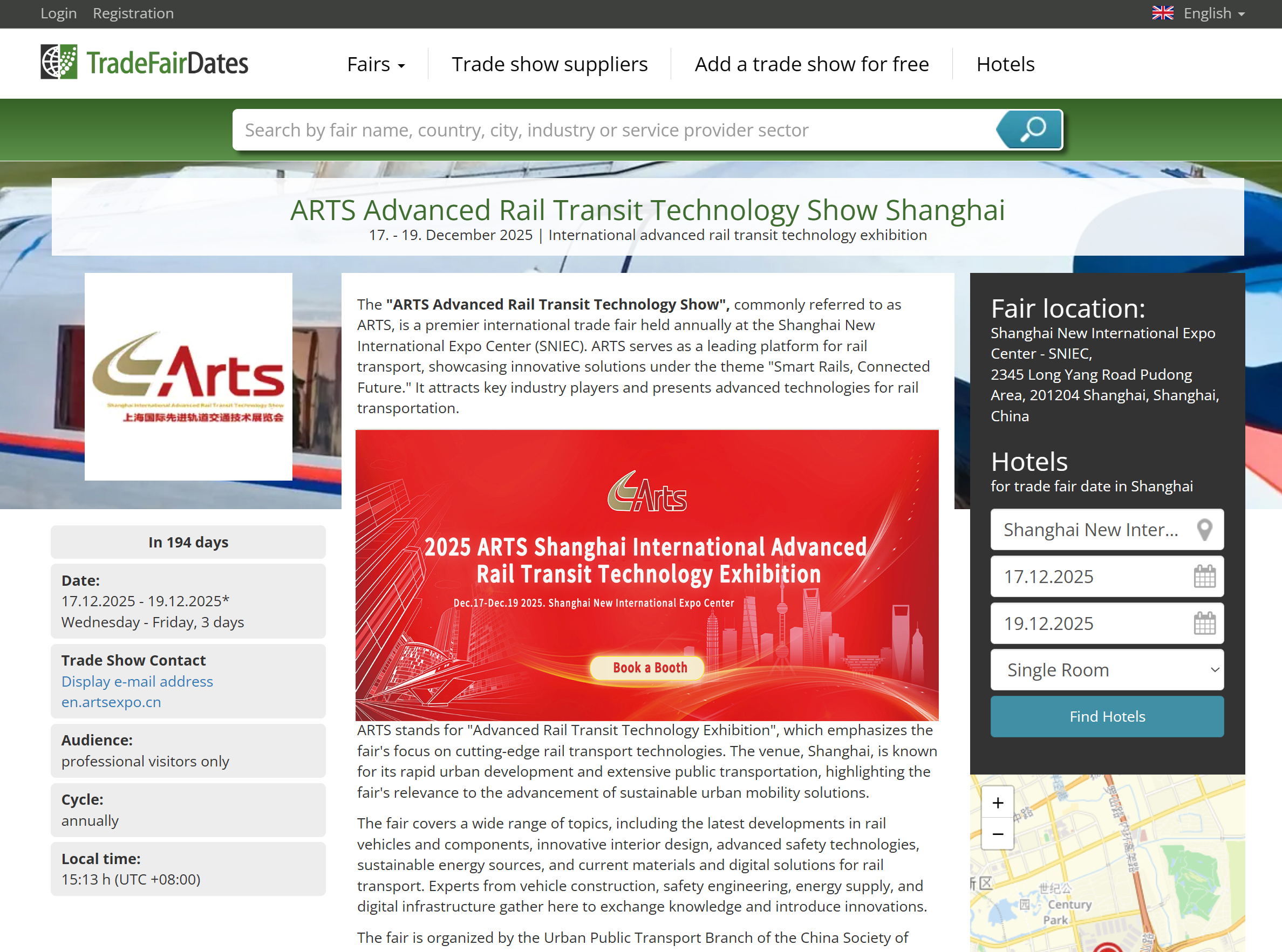 TradeFairDates全力助力2025ARTS上海国际先进轨道交通展览会！(图1)